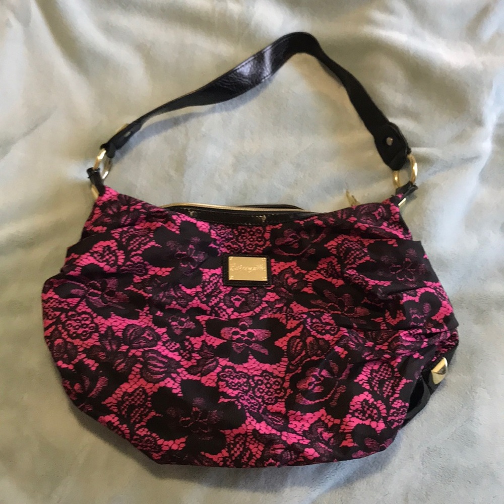 Betsy Johnson pink and black purse
